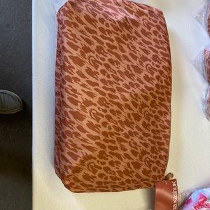 Sonia Kashuk large travel pouch. Brown, 2 compartments inside.